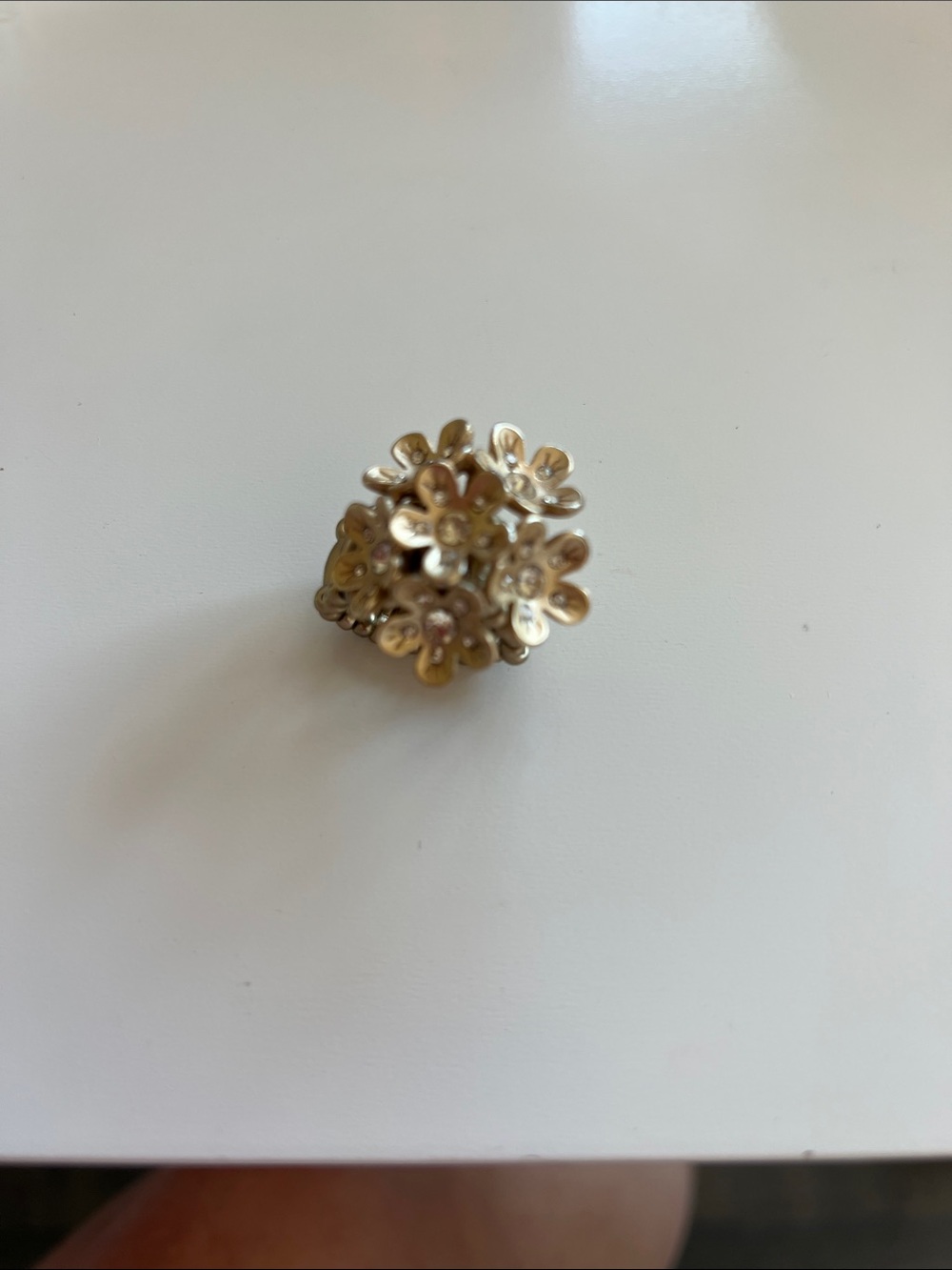 Gold Floral Cluster Statement Ring - Women Jewelry, stretch band